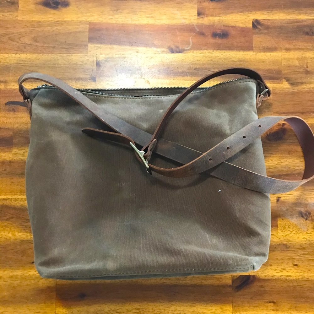 In Blue Waxed Canvas Crossbody